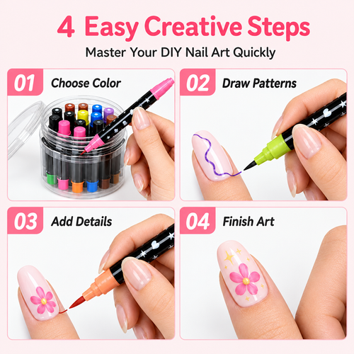 24 Colors Dual Ended Nail Art Pens Set