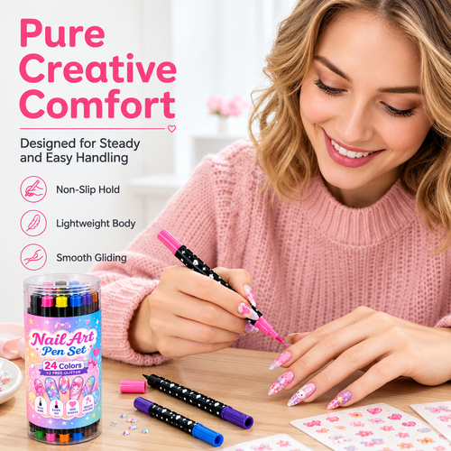 24 Colors Dual Ended Nail Art Pens Set