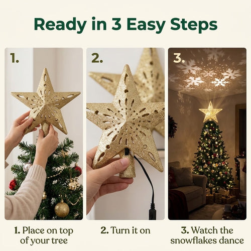 Snowflake Projector Star Tree Topper