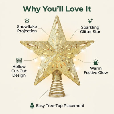 Snowflake Projector Star Tree Topper