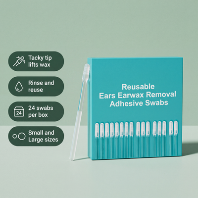 Tacky tip, rinse and reuse, 24 swabs per box, Small and Large sizes