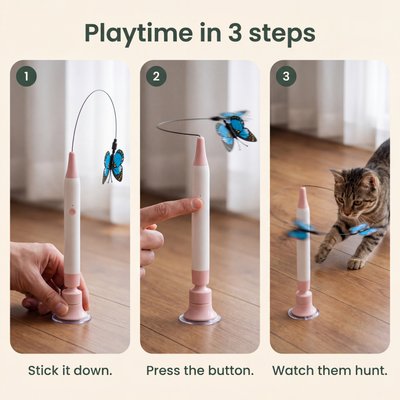 Playtime in 3 steps: stick it down, press the button, watch them hunt
