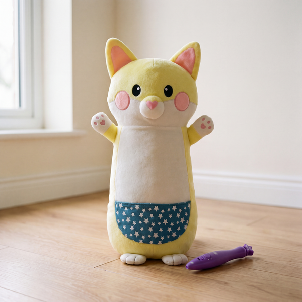 Felix The Fox Glow Buddy plush with its purple light pen