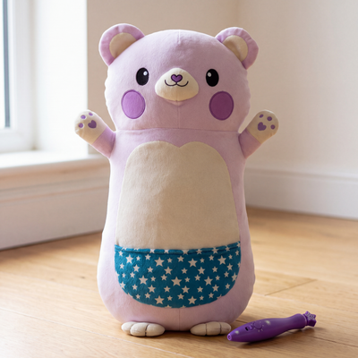 Bobby The Bear Glow Buddy plush with its purple light pen