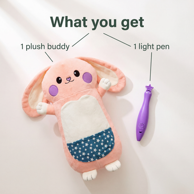 What you get: one plush buddy and one light pen