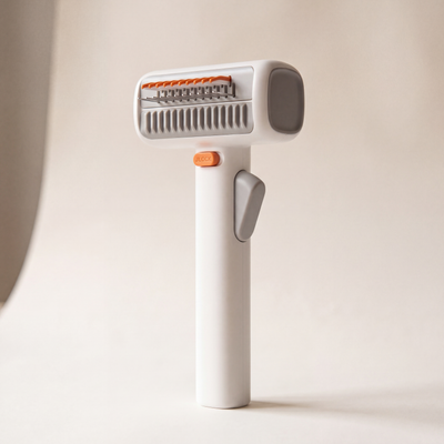 The 2-in-1 Pet Detangling Comb standing upright, front view