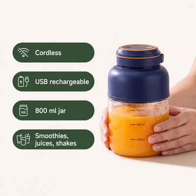 Novum Portable Juicer: cordless, USB rechargeable, 800 ml jar