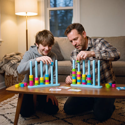 Father and son racing head-to-head