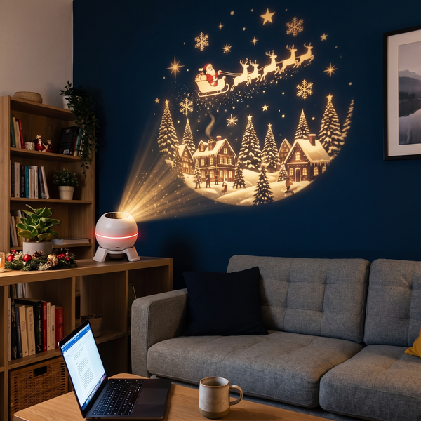 Novum Christmas Projection Light in a small apartment living room