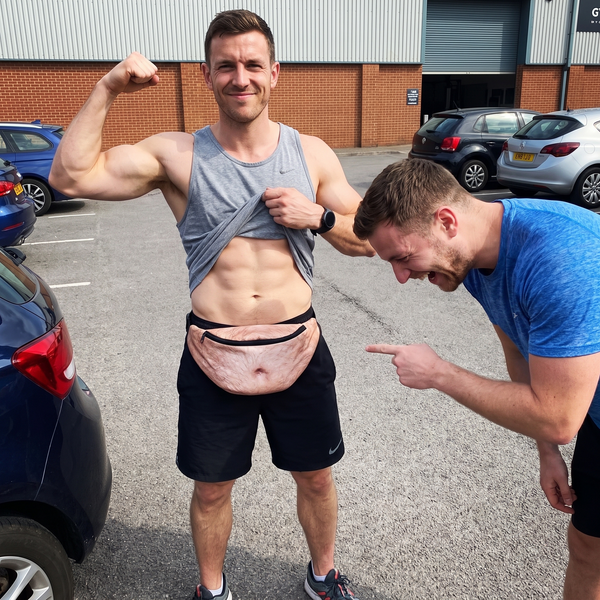 The Belly Pack worn in a gym car park