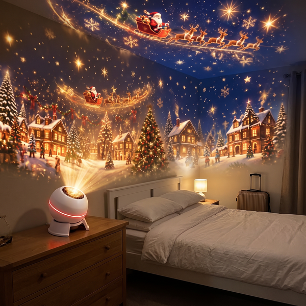 Novum Christmas Projection Light in a guest bedroom