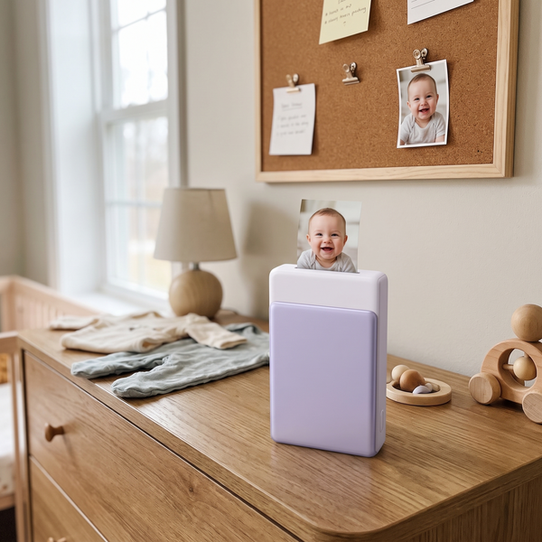 Novum Pocket Sticker Photo Printer in a nursery