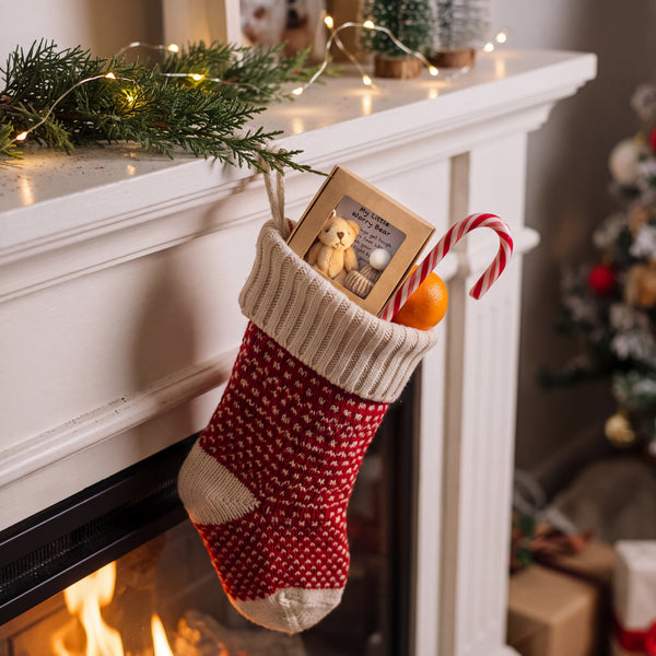 Novum Worry Bear gift box in a Christmas stocking
